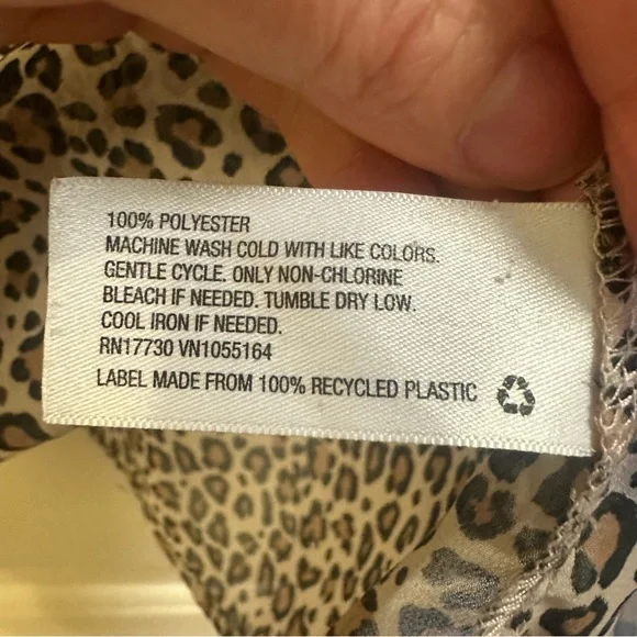 A New Day Leopard Print Sheer V Neck Blouse - Picture 4 of 6